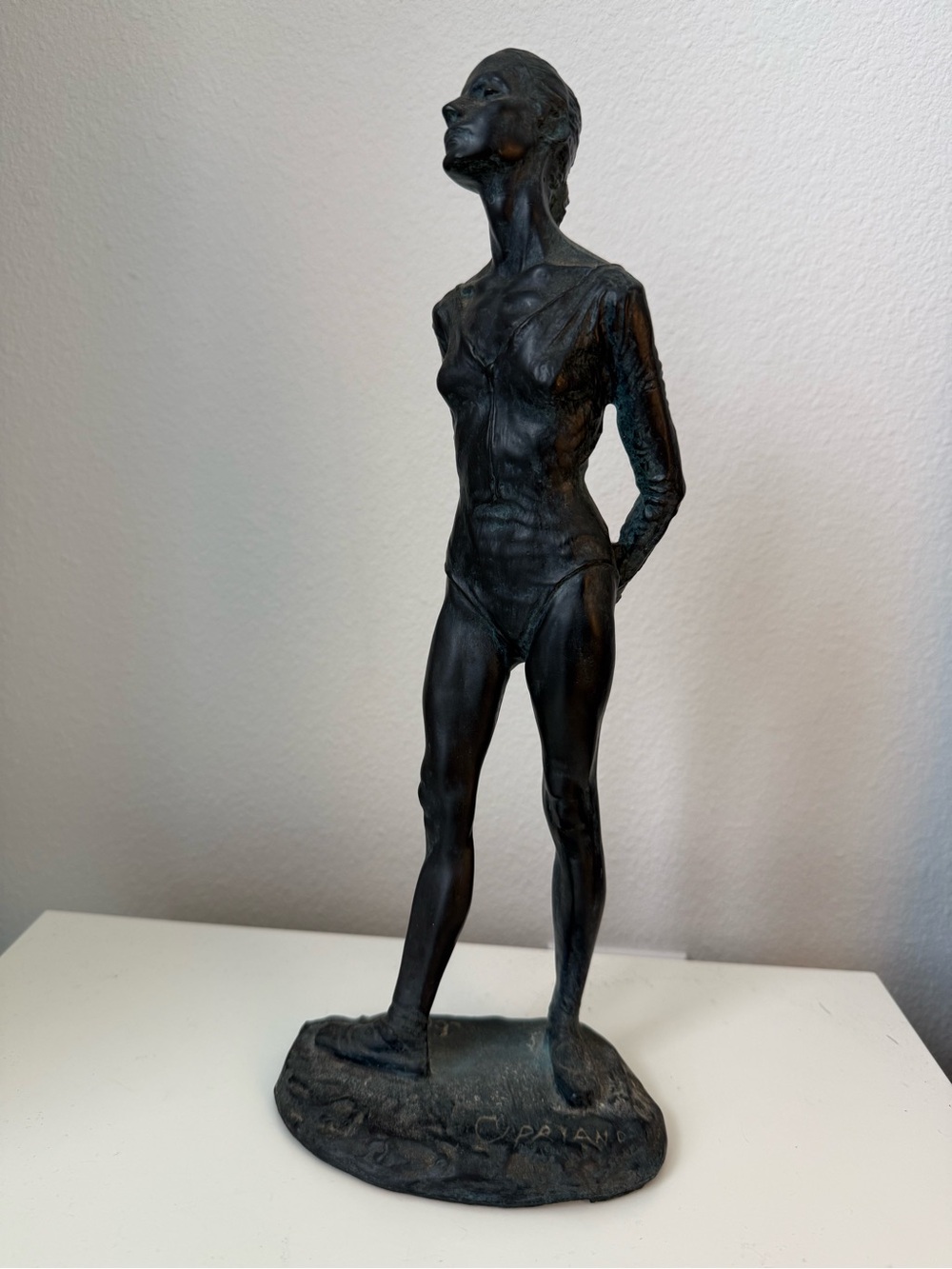 Tony Cipriano, Black Resin Ballerina Dancer Vintage Figurine Sculpture 14”